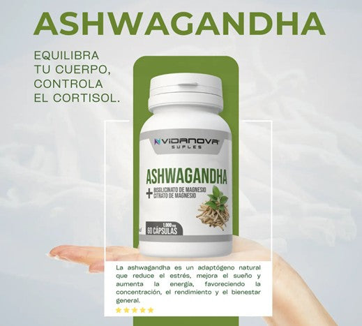 Ashwagandha + Magnesio 1000mg 60 capsulas