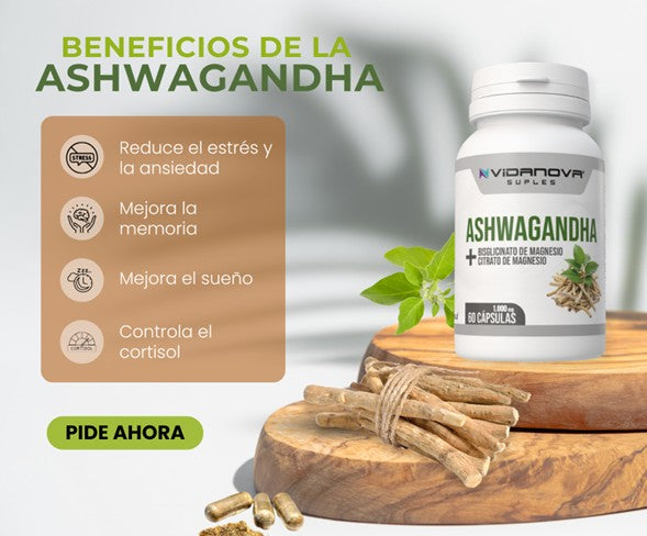 Ashwagandha + Magnesio 1000mg 60 capsulas